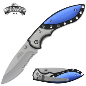 Master USA Folding Pocket Knife Black and Blue