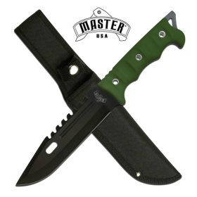11.75" Fixed Blade Full Tang Hunting Knife Green Handle