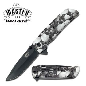 Grey Skull Camo Handle Spring Assisted Knife