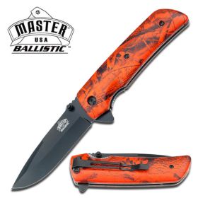 Orange Camo Handle Spring Assisted Knife