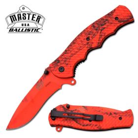 Red Hunter Camo Tactical Blade Rescue Spring Assist Pocket Knife