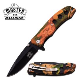 Ballistic Green Camo Handle Spring Assisted Folding Hunter Knife