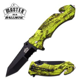 Black Tanto Partially Serratated Blade Camo Rescue Spring Assist Knife