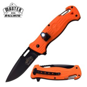 Ballistic LED Light Orange Tactical Rescue Assisted Opening Pocket Knife