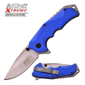 Mtech Silver Blade Blue G10 Tactical Utility Spring-Assist Folding Knife