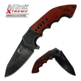 Mtech Heavy Tactical Spring Assist Knife With Brown Handle