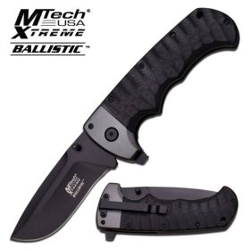 Heavy Duty Black Silver Spring Assist Folding EDC Knife Ergonomic G10