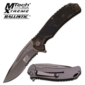 Knap Green Camo Spring Assisted Knife - Gray Serrated