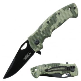 Digital Camo Tactical Spring Assisted Knife With Textured Grip Handle