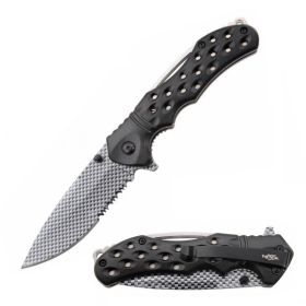 8" Black Carbon Fiber Blade Spring Assisted Tactical Folding Knife