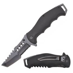 8" Tactical Tanto Spring Assisted Folding Knife Black Blade Pocket