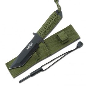 Survival Tanto Emergency Fire Starter Hunting Camping Knife Black Full Tang