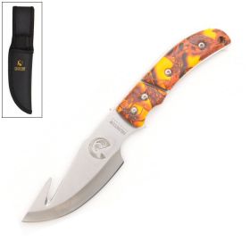 Straight GUTHOOK Survival Full Tang Fixed Blade Hunting Knife Orange Camo