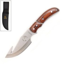 Straight GUTHOOK Survival Full Tang Fixed Blade Hunting Knife Wood Handle