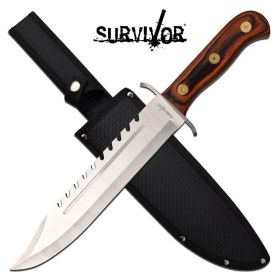 Survival Knife 16 Inch Big Bad Bowie Knife Brown Pakkawood Handle