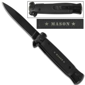 Stiletto Style Spring Assisted Knife Masonic