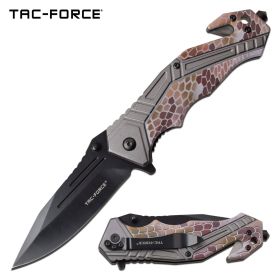 Tactical Pocket Knife Spring Assisted Knife Gray Brown Camo