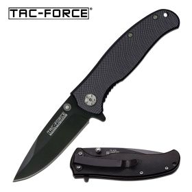 Tac-Force All Black Drop-Point Blade Spring-Assisted Folding Pocket Knife