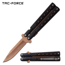 Spring Assist Folding Knife 3.75" Mock Butterfly Balisong Copper