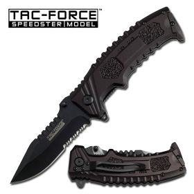 Black Serrated Blade Combat Spring-Assist Folding Pocket Knife