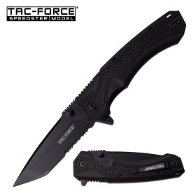Rapid Black Spring Assisted Knife - Black Tanto Serrated