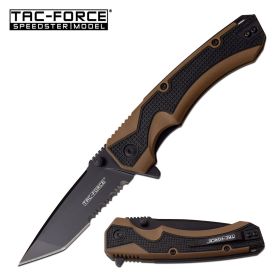 Rapid Tan Spring Assisted Knife - Black Tanto Serrated