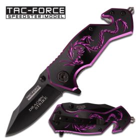 Dragon Purple Small Outdoor Hunting Rescue Spring Assist Pocket Knife