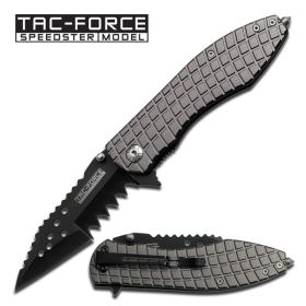 Grey Mutilator Spring Assisted Opening Pocket Knife - 5 Inch