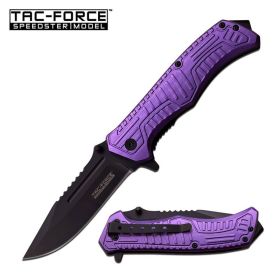 Tac Force 5 Inch Closed Spring Assisted Knife Purple Handle