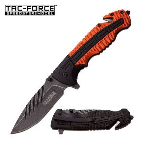 Tac Force Tactical Rescue Spring Assisted Knife Black Orange Handle