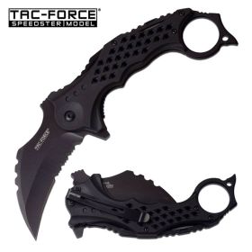 Tac-Force 3" Black Serrated Blade Karambit Tactical Spring Assist Knife