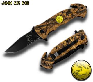 4.5" Spring Assist " Join Or Die " Folding Knife - Camo