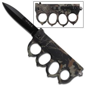 Trench Raider Spring Assist Knife Woodland Real Tree Camo
