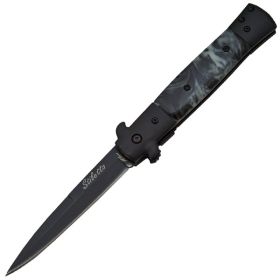 9 Inch Italian Stiletto Style Tactical Spring Assisted Open Pocket Knife