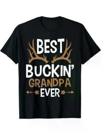 Best Buckin' Grandpa Ever - Men's Cotton Deer Hunting T-Shirt | Casual & Comfortable Crew Neck Tee for Casual Attire (Color: Black, size: M)
