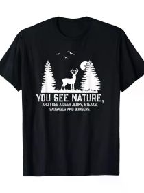 Gifts For Hunters Men, You See Nature Funny Deer Hunting T-Shirt (Color: Black, size: M)